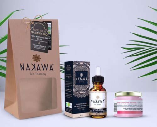 Pack Maxi - Huile de pépins de figue de barbarie bio 30ml + baume à lèvre fleur rose-coco - Nakawa Bio Therapy